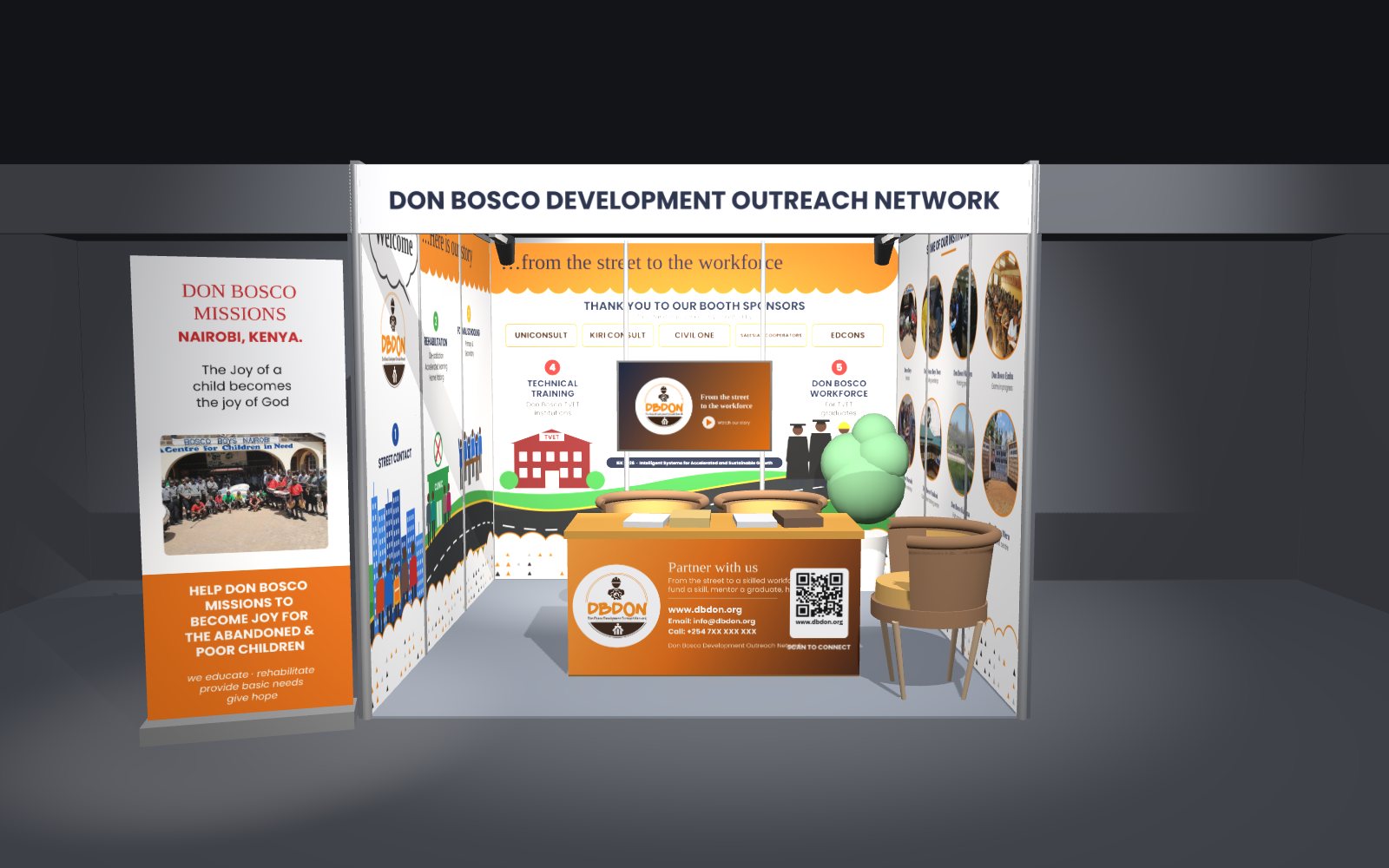 3D render of the DBDON stand